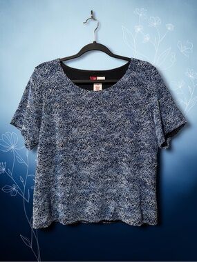 JM Collection Multi Blue Textured Top
